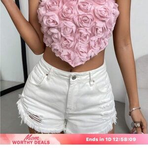 Pink Floral Crop Top